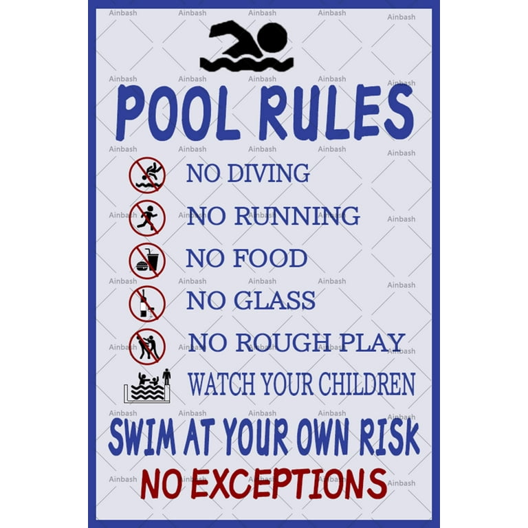 Swimming Pool Rules Metal Sign Wall Decor Swimming Pool with
