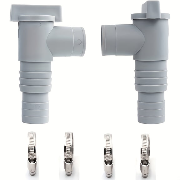 Swimming Pool Shut-Off Valve (2 Valves + 4 Hose Clamps) - Durable PVC Construction, Swimming Pool Shut-Off Valve Main Cover, Suitable for Threaded