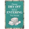 thumbnail image 1 of Swimming Pool Sign Decor Pool Decorations Outdoor Please Dry Off Before Entering The House Durable Metal Sign Plaque for Beach Home Bar Pool Deck Backyard Fence Walls 12X8 Inch, 1 of 5