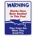 thumbnail image 1 of Swimming Pool Sign, Sharks Have Been Spotted in This Pool, Pool Rules,, 1 of 8