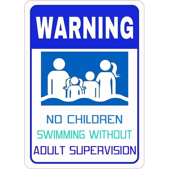 Swimming Pool Signs,Adult Supervision Pool Sign 12" x 8" Aluminum Metal Novelty Sign