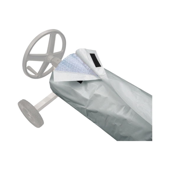 Swimming Pool Solar Blanket Reel Roller for Protective Cover 490x96 cm Gray Black Durable 190T Polyester Silver Coated Fabric Easy Roll Up Tool for Summer Pool Maintenance