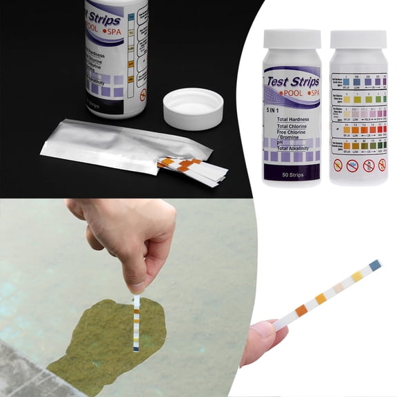 Swimming Pool Test Strip 5 In 1 Water Hardness PH Alkalinity Testing Tool Set for Home and Spa Use