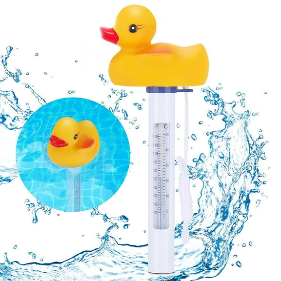Swimming Pool Thermometer, Burst Resistant Duck Shaped Floating Water Thermometer With Rope