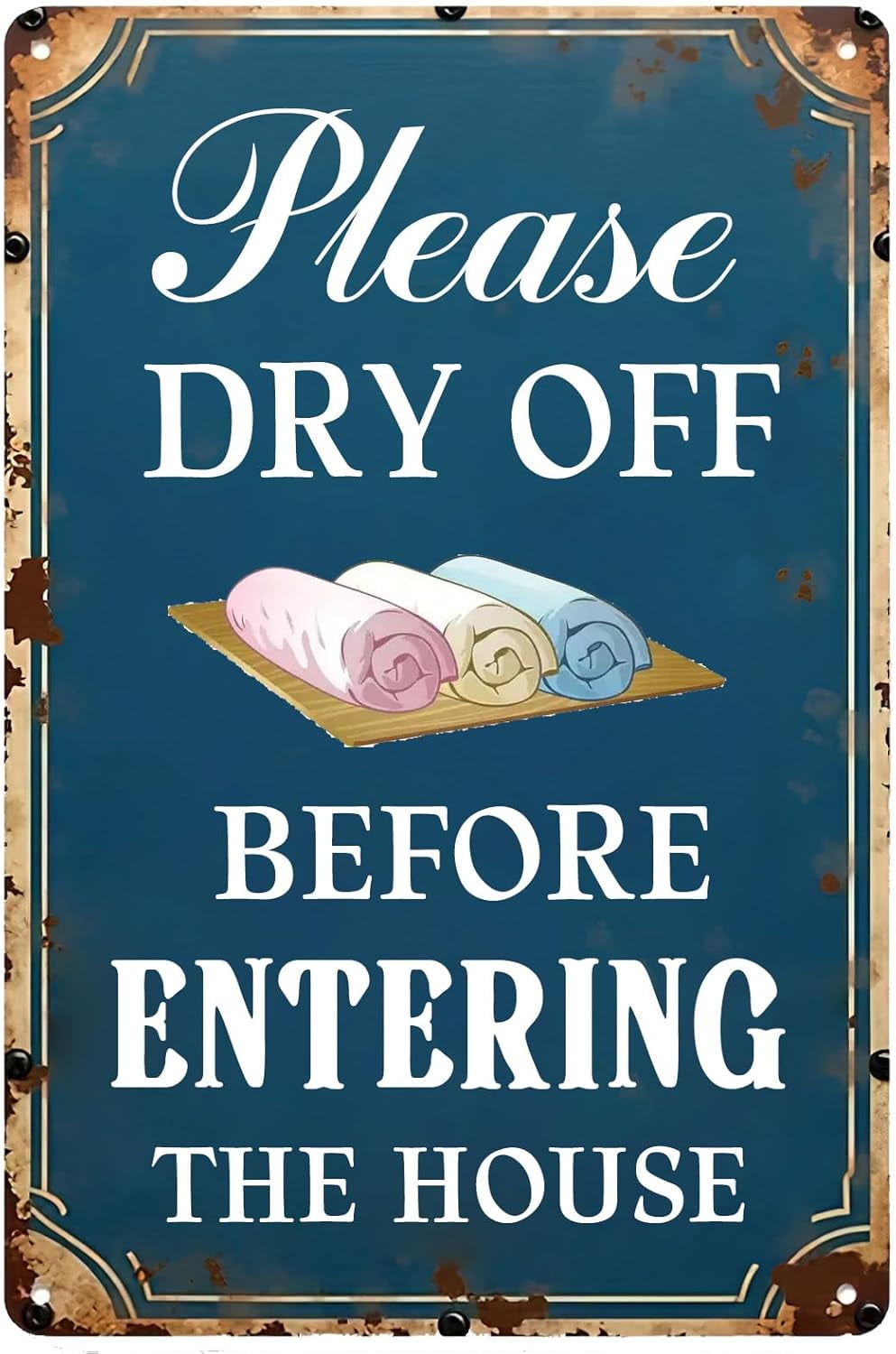 Swimming Pool Tin Sign,Please Dry Off Before Entering House Wall Art ...