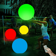 Swimming Pool Toys Beach Ball Glow 16 LED 13 Colors Changing Inflatable Floating Light Up Ball with Remote Glow in The Dark Party Decorations Gift for Kids, Adult1 PCS