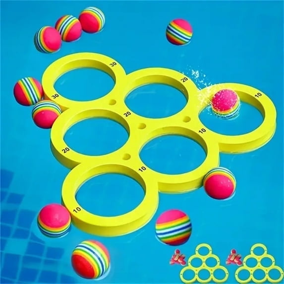 Swimming Pool Toys and Games,Floating Pool Throwing Game Summer Swimming Pool/Beach Toys Accessories with 12 Colorful Tossing Balls,12PCs