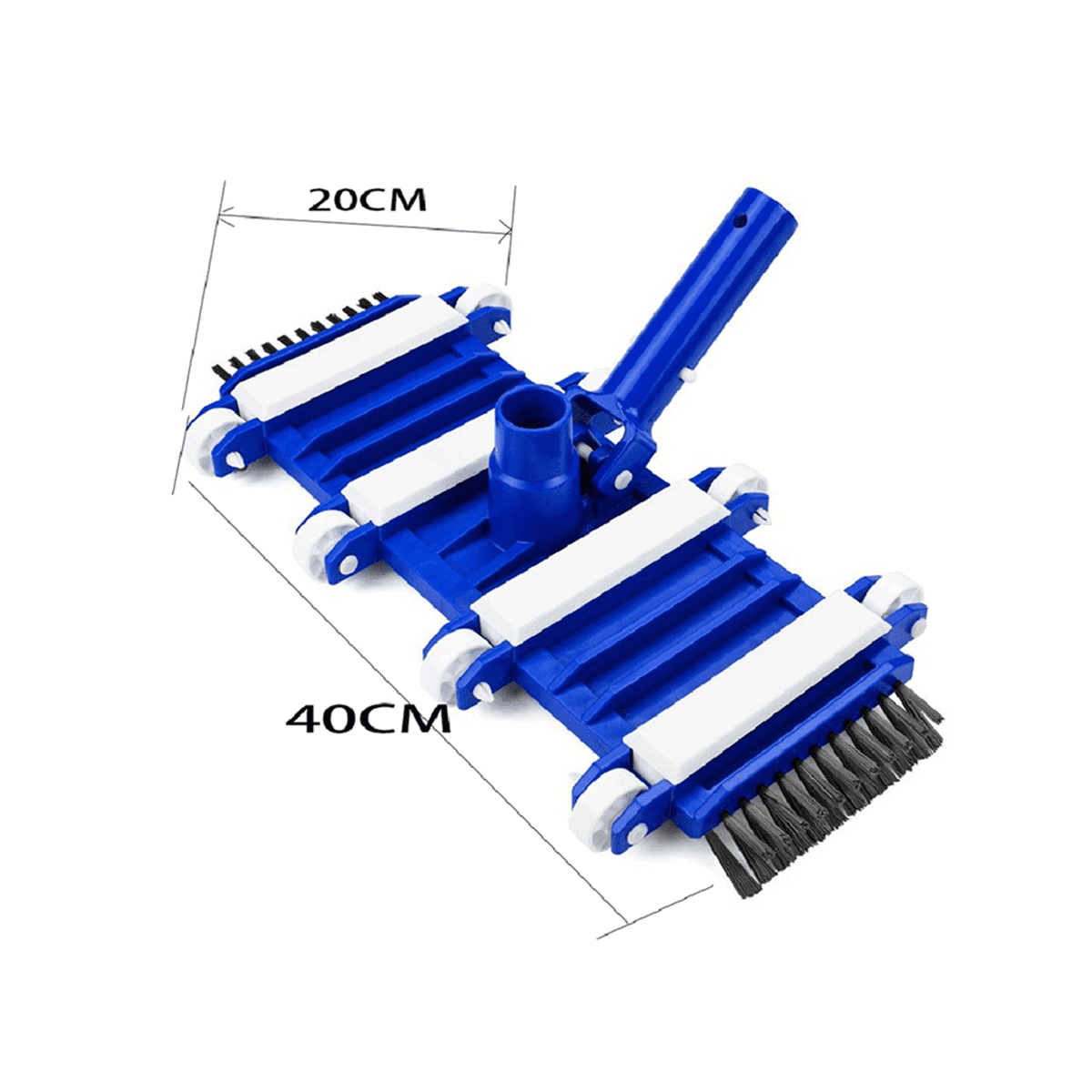 Swimming Pool Vacuum Head with Side Brush Wheel Wall Floor Fish Pond