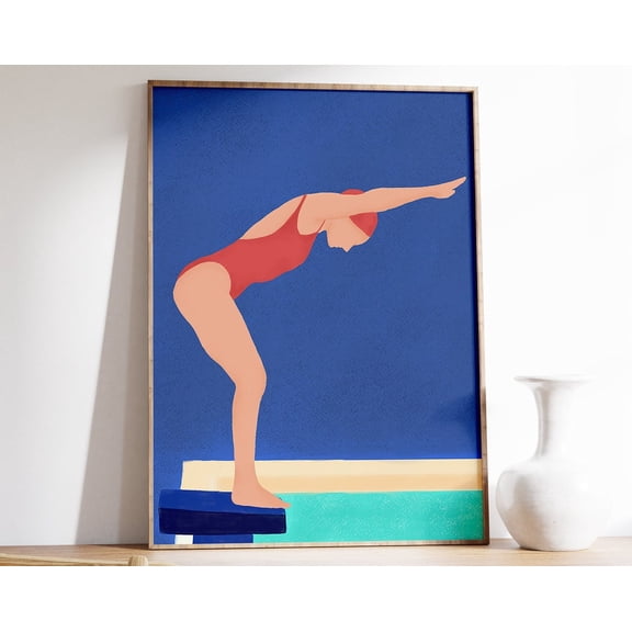 Swimming Pool Wall Art, Diving Art Print, Swimming Poster, Blue Art Print, Swimming Pool Gift, Summer Art, Swimming Gift Wall Art, Modern Wall Decor, 12x18 UNFRAMED