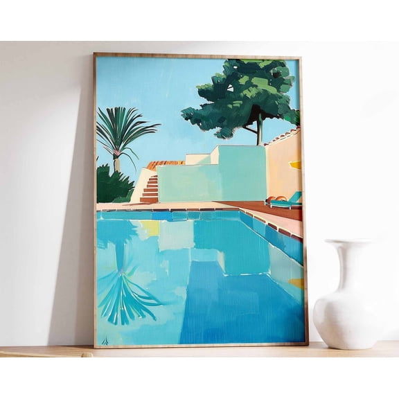 Swimming Pool Wall Art, Swimming Art Print, Swimming Poster, Blue Art Print, Swimming Pool Gift, Summer Art, Swimming Gift, Water Art Wall Art, Modern Wall Decor, 16x24 UNFRAMED