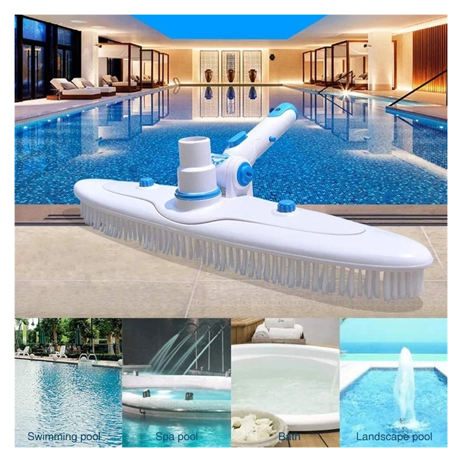 Swimming Pool Wall Floor Brush Suction Vacuum Head Cleaning Brushes Adjustable Handle Algae Scrubber ,Efficient Cleaning