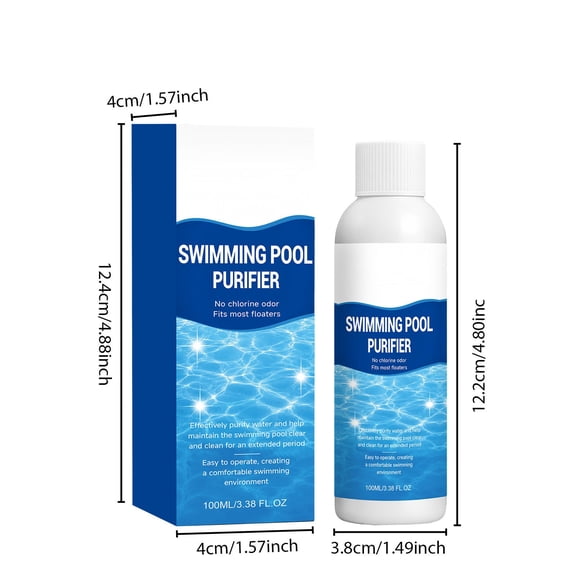 Swimming Pool Water Clarifier - 100ml Fast-Acting Liquid Purifier for Inground and Above-Ground Pools - Sky Blue