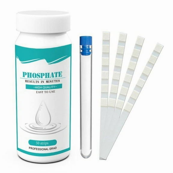MultiParameter Water Test Phosphate Test Strips for Fish Tanks and Pond Easy to Use, Fast Result Aquarium Test Strips,50 Piece/Bottle Aquarium Water Test 1 x Test tube,White
