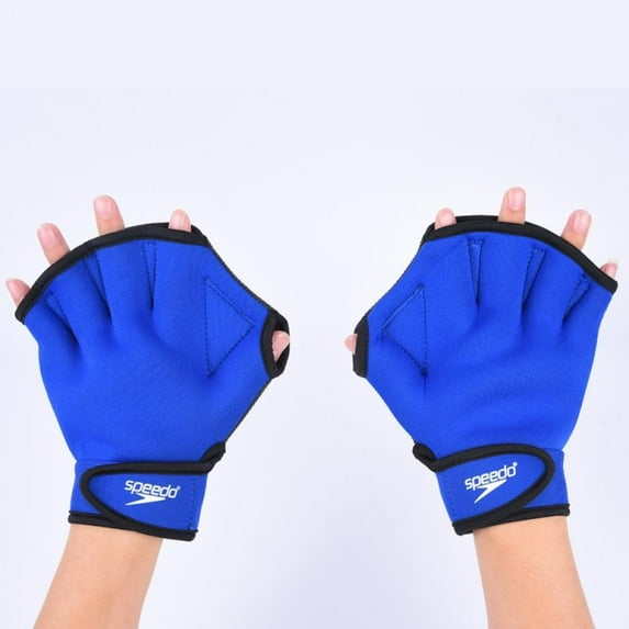 Swimming Resistance Gloves - Webbed Gloves for Water Aerobics, Aquatic Fitness, and Swim Training - Blue