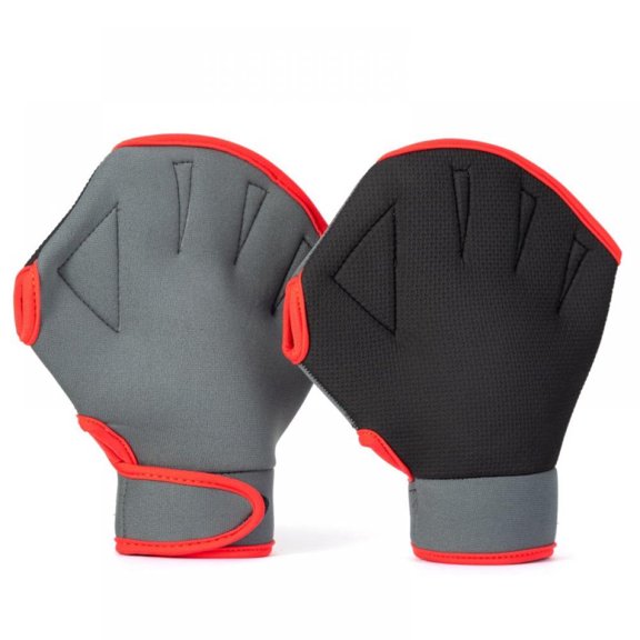 Swimming Resistance Gloves - Webbed Gloves for Water Aerobics, Aquatic Fitness, and Swim Training - Gray