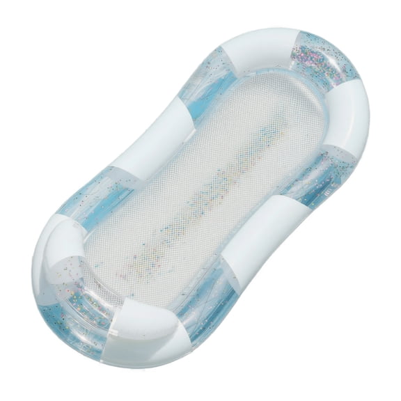Swimming Ring Inflatable Float Platform for Pool, Durable PVC Water Lounge, Summer Floating Mat, White