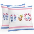 thumbnail image 1 of Swimming Ring Outdoor Pillow Covers Set of 2 Summer Slippers Coconut Starfish Stripes Waterproof Throw Pillow Case Decorative Square Cushion Cover for Patio Couch Garden Balcony, 20"x20", 1 of 9