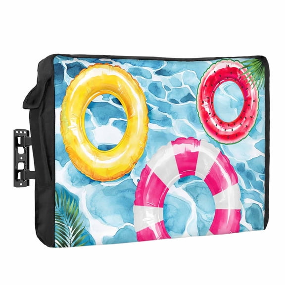 Swimming Ring Outdoor TV Cover 30 to 32 inch Weatherproof Waterproof, Summer Pool TV Enclosures with Remote Control Pocket Flat Screen Protector for Outside