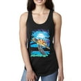 thumbnail image 1 of Swimming Sea Turtle Animal Lover Ladies Racerback Tank Top, Black, Small, 1 of 3
