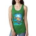 thumbnail image 1 of Swimming Sea Turtle Animal Lover Ladies Racerback Tank Top, Kelly, Small, 1 of 3