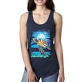 thumbnail image 1 of Swimming Sea Turtle Animal Lover Ladies Racerback Tank Top, Navy, Small, 1 of 3