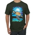 thumbnail image 1 of Swimming Sea Turtle Animal Lover Men's Graphic T-Shirt, Forest Green, 4XL, 1 of 3