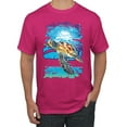 thumbnail image 1 of Swimming Sea Turtle Animal Lover Men's Graphic T-Shirt, Fuschia, Medium, 1 of 3