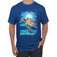 thumbnail image 1 of Swimming Sea Turtle Animal Lover Men's Graphic T-Shirt, Royal, 4XL, 1 of 3