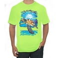 thumbnail image 1 of Swimming Sea Turtle Animal Lover Men's Graphic T-Shirt, Safety Green, X-Large, 1 of 3