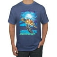 thumbnail image 1 of Swimming Sea Turtle Animal Lover Men's Graphic T-Shirt, Vintage Heather Blue, X-Large, 1 of 3