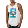 thumbnail image 1 of Swimming Sea Turtle Animal Lover Mens Graphic Tank Top, White, Medium, 1 of 3