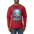 thumbnail image 1 of Swimming Sea Turtle Animal Lover Mens Long Sleeve Shirt, Red, 3XL, 1 of 3