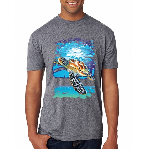 Swimming Sea Turtle Animal Lover Mens Premium Tri Blend T-Shirt, Premium Heather, Small