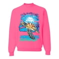 thumbnail image 1 of Swimming Sea Turtle Animal Lover Unisex Crewneck Graphic Sweatshirt, Neon Pink, Large, 1 of 3