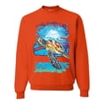 thumbnail image 1 of Swimming Sea Turtle Animal Lover Unisex Crewneck Graphic Sweatshirt, Orange, X-Large, 1 of 3