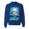 thumbnail image 1 of Swimming Sea Turtle Animal Lover Unisex Crewneck Graphic Sweatshirt, Royal, X-Large, 1 of 3
