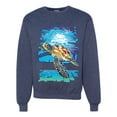 thumbnail image 1 of Swimming Sea Turtle Animal Lover Unisex Crewneck Graphic Sweatshirt, Vintage Heather Navy, Large, 1 of 3