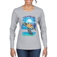 thumbnail image 1 of Swimming Sea Turtle Animal Lover Womens Graphic Long Sleeve T-Shirt, Heather Grey, 2XL, 1 of 3