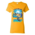 thumbnail image 1 of Swimming Sea Turtle Animal Lover Womens Graphic T-Shirt, Gold, Medium, 1 of 3