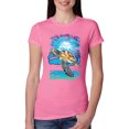 thumbnail image 1 of Swimming Sea Turtle Animal Lover Womens Slim Fit Junior Tee, Hot Pink, Small, 1 of 3