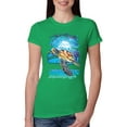 thumbnail image 1 of Swimming Sea Turtle Animal Lover Womens Slim Fit Junior Tee, Kelly, Large, 1 of 3