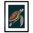 thumbnail image 1 of Swimming Sea Turtle Modern Folk Art Illustration Artwork Framed Wall Art Print 9X7 Inch, 1 of 5