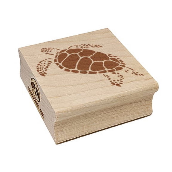 Swimming Sea Turtle Square Rubber Stamp Stamping Scrapbooking Crafting - Small 1.25in