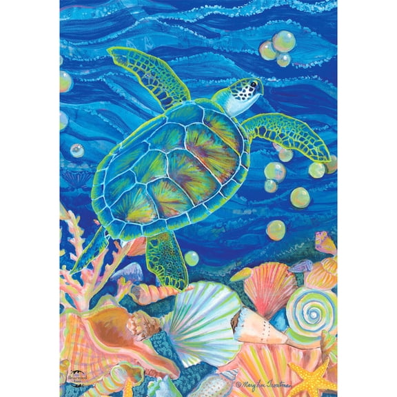 Briarwood Lane House Flag 40x28 For Outdoor Swimming Sea Turtle Summer For Summer House Flag