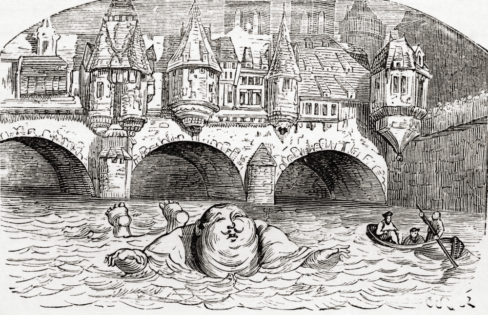 Swimming In The Seine Paris After A Drawing By Gustave Dore For Gargantua And Pantagruel From Life And Reminiscences Of Gustave Dore Published 1885 Canvas Art - Ken Welsh Design Pics (36 x 22)