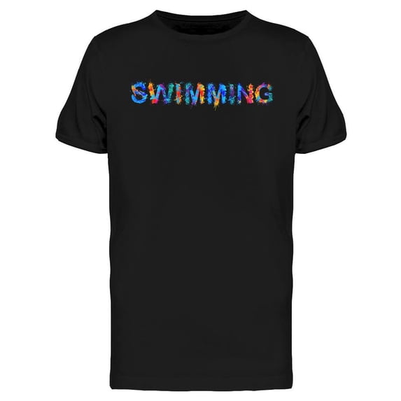 Swimming Splash Paint Word T-Shirt Men -Image by Shutterstock, Male Medium