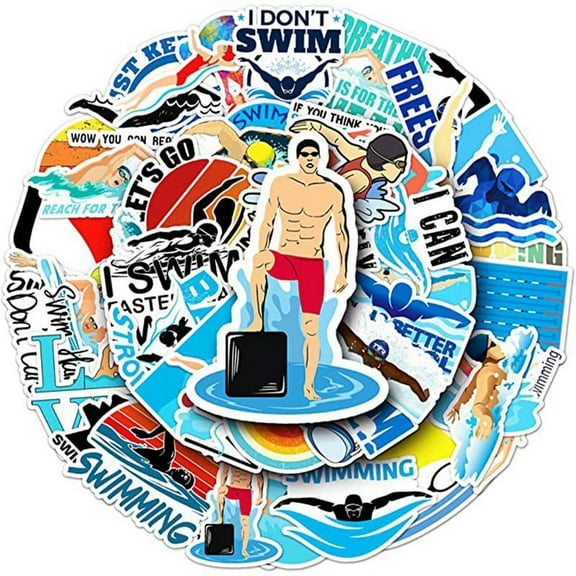 Swimming Stickers Cup Laptop,Waterproof Vinyl Sticker Gift Decals , Teenage , Teenages 50Pcs