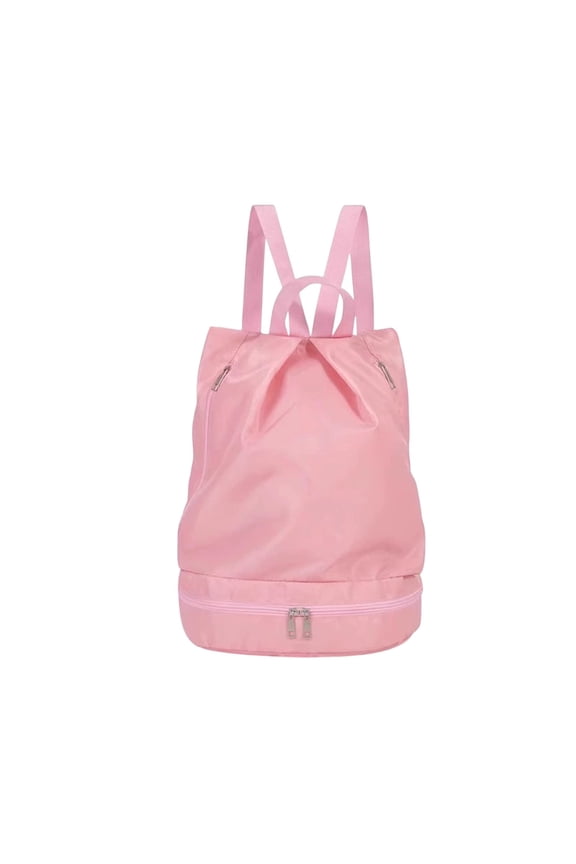 Pink Oxford Cloth Waterproof Backpack with Wet-Dry Compartment for Fitness