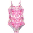 thumbnail image 1 of Swimming Suit For Girls Cute Fishscale Print Bathing Suits Little Kids 1Pc Summer Beach Sport Halter Swimsuit Light Pink,5-6 Years, 1 of 3
