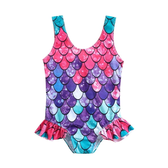 Swimming Suit For Girls Girls Scale Print Swimsuit Dress Hot Spring Children's Fashion Two Piece Bathing Suit Set